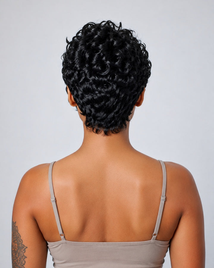Chic Full Lace Pre-styled Layered Finger Wave Curly Wig with Side Part