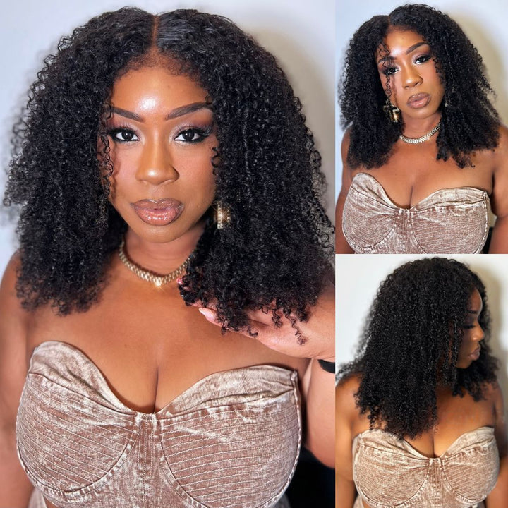 Hybrid Hairline Coily Curls 9x4 HD Lace Glueless Wig