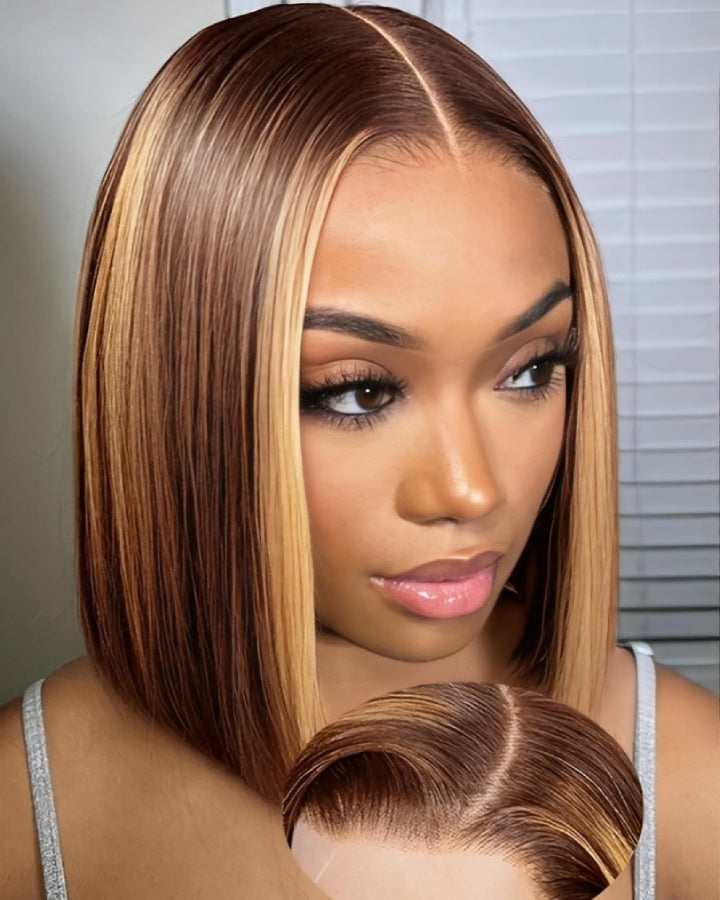 Highlights Honey Brown Straight 5x5 Lace Closure Wig