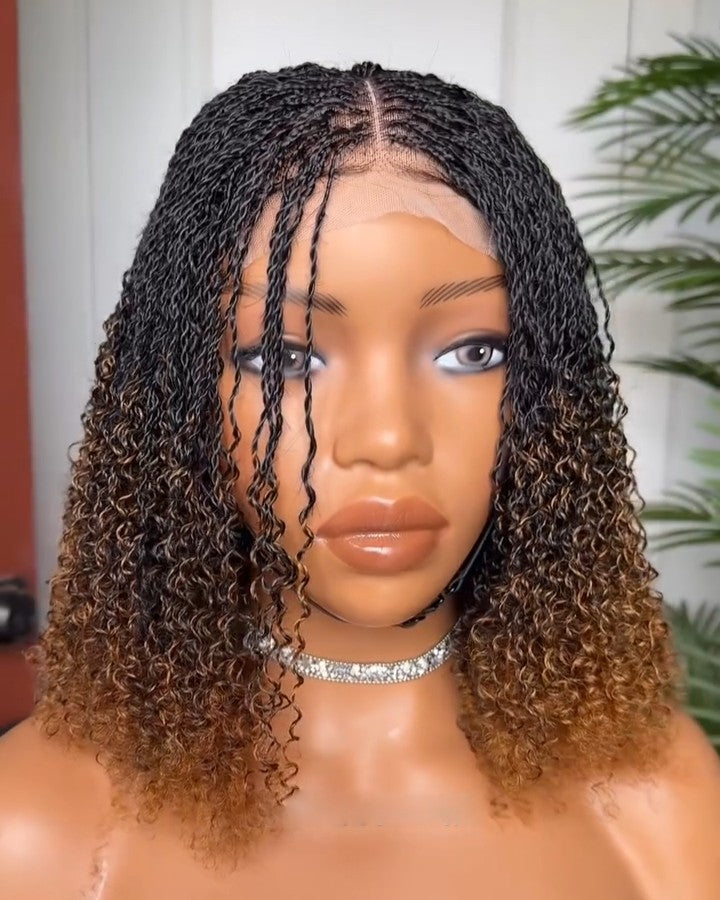 Ombre Honey Gold Full Lace island twists Knotless Braids Invisi Drawstring Wig