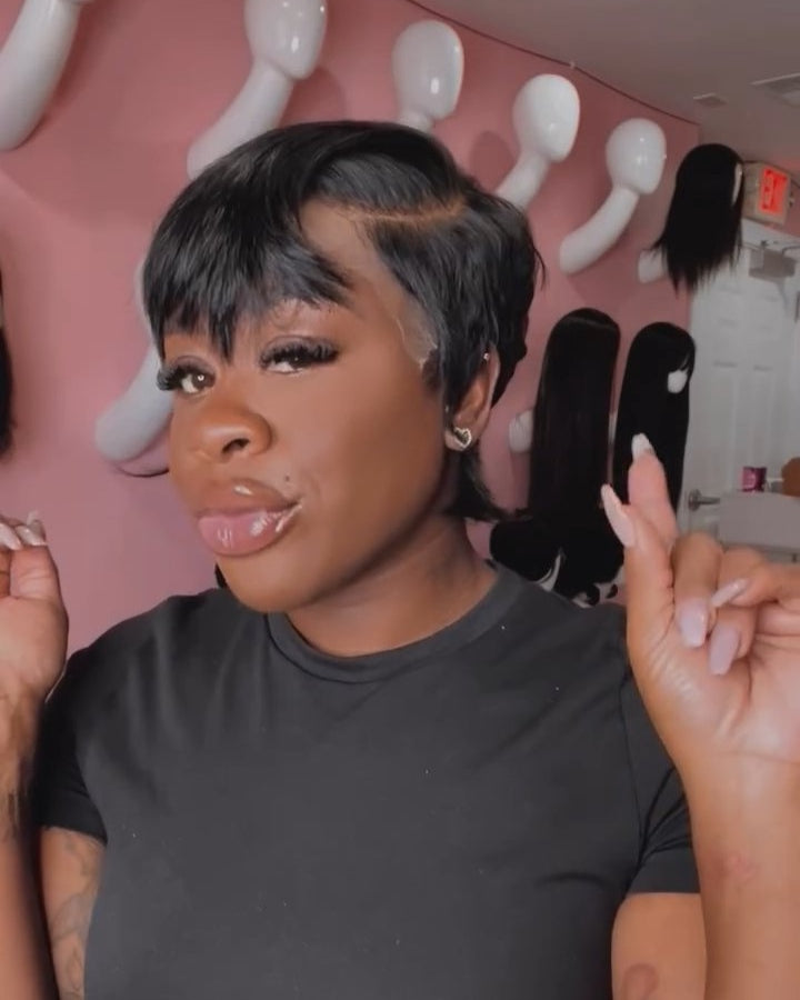 Side-Parted Short Pixie 5x5 Lace Closure Wig