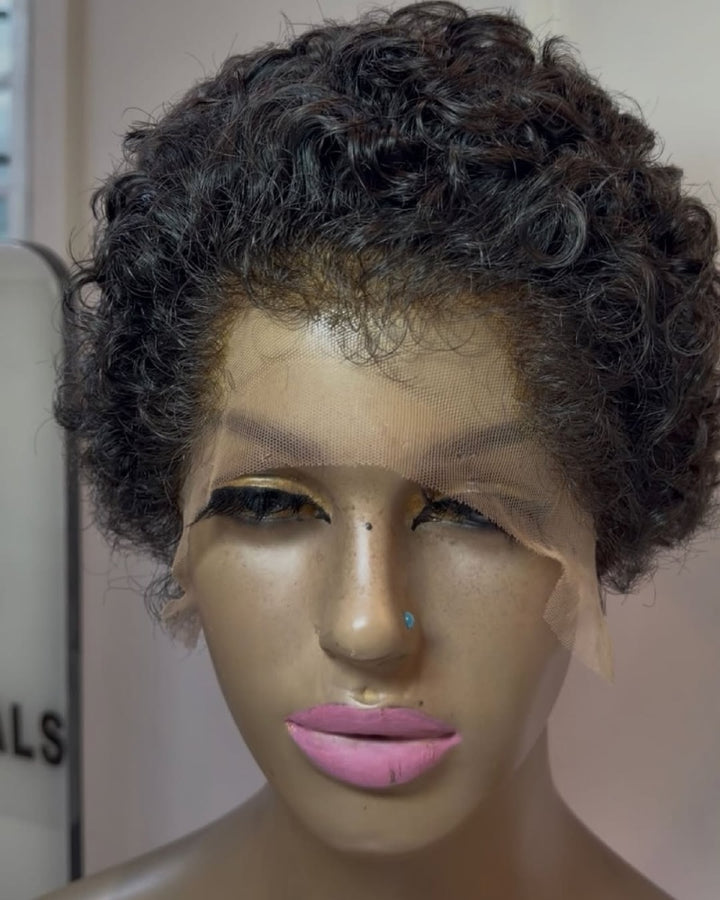 Natural Black Curly Lace Front Wig With Hybrid Hairline