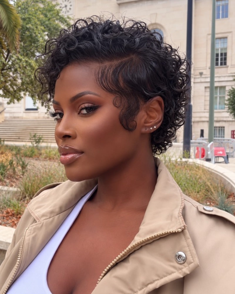 Charisma Side Part Curly Pixie 13x6 Lace Wig with Defined Ringlets