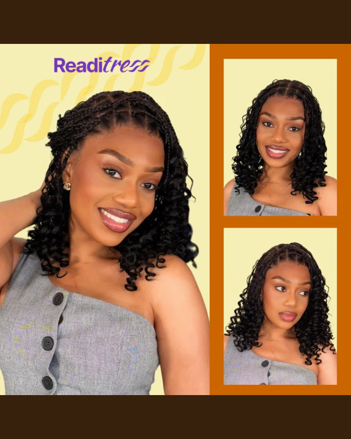 Full Lace Knotless Boho Curls Braided Bob Wig