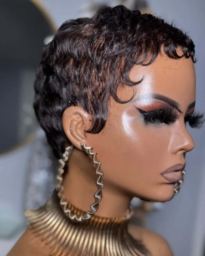 Side Part Short Full Lace Pixie Wig