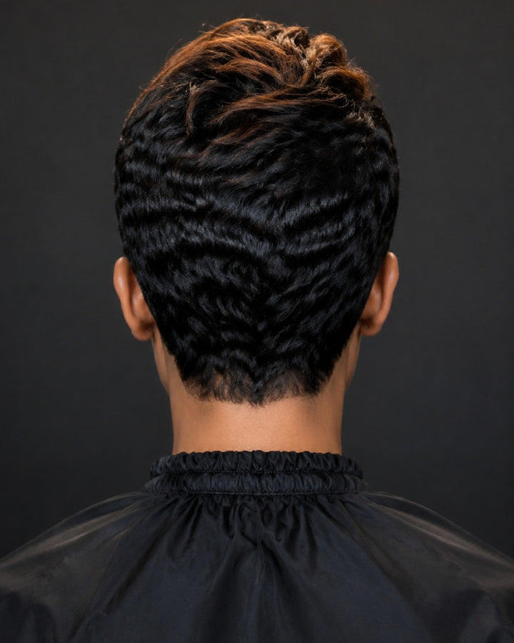 Boss Lady Style Short Pixie 13x6 Lace Wig with Highlights Bangs