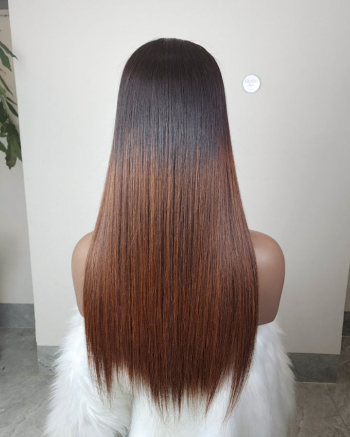 Straight Hair Ombre Brown 5x5 Lace Closure Wig