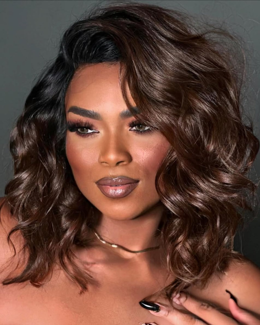 Chocolate Brown Wave Style Layered 13x4 Lace Front Wig