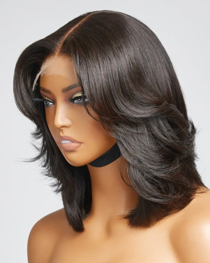 Middle Part Classy Layered Cut Wave 5x5 Lace Closure Wig