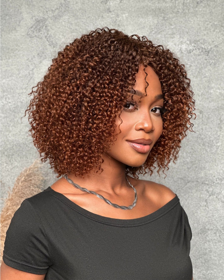 Wear & Go Glueless Highlights Ombre Brown African Curly Wig