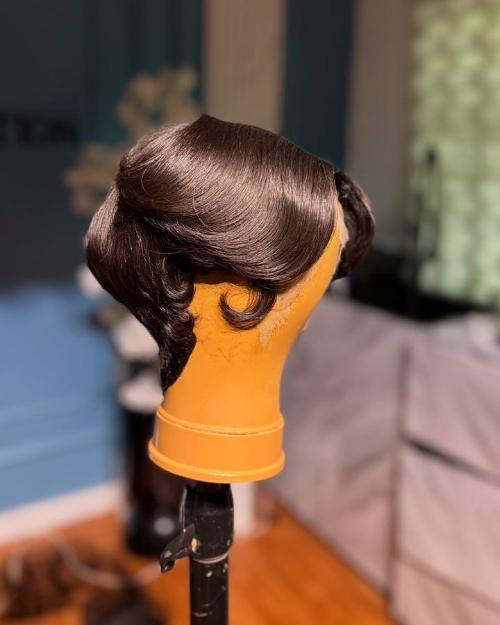 Korean Pixie Middle Part Layered Lace Front Wig