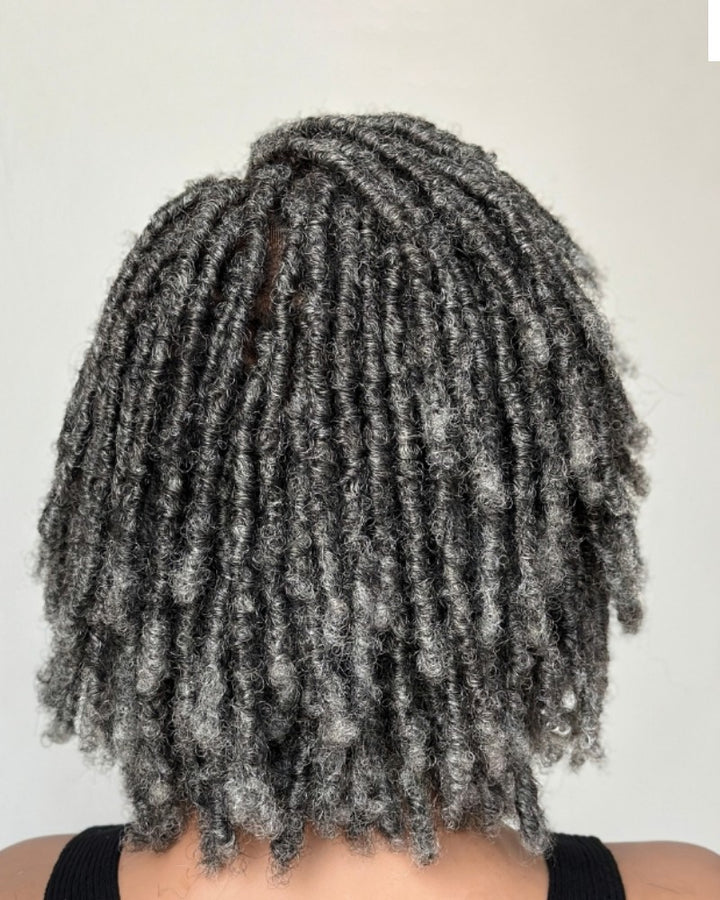 Salt and Pepper HD Full Lace Twist-out Pixie Wig with Baby Hairs