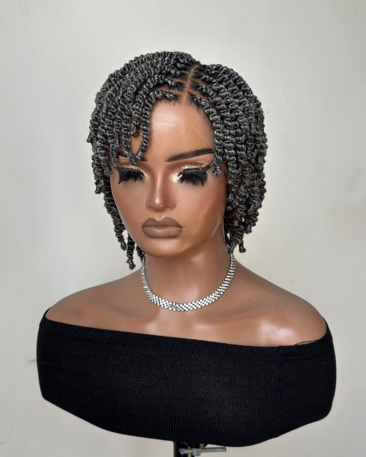 Salt and Pepper HD Full Lace Twist-out Afro Pixie Wig