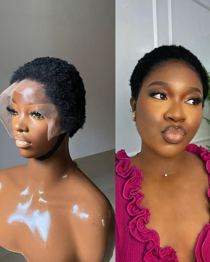 Full Lace Natural Black Afro Low Cut Wig