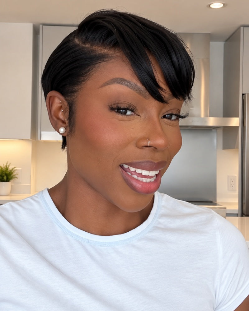 Sleek Pixie Cut 13x6 Lace Wig with Side Swept Bangs