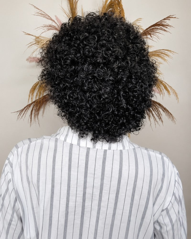 Wash & Go Wet Look 5x5 Lace Short Curly Wig with Bangs