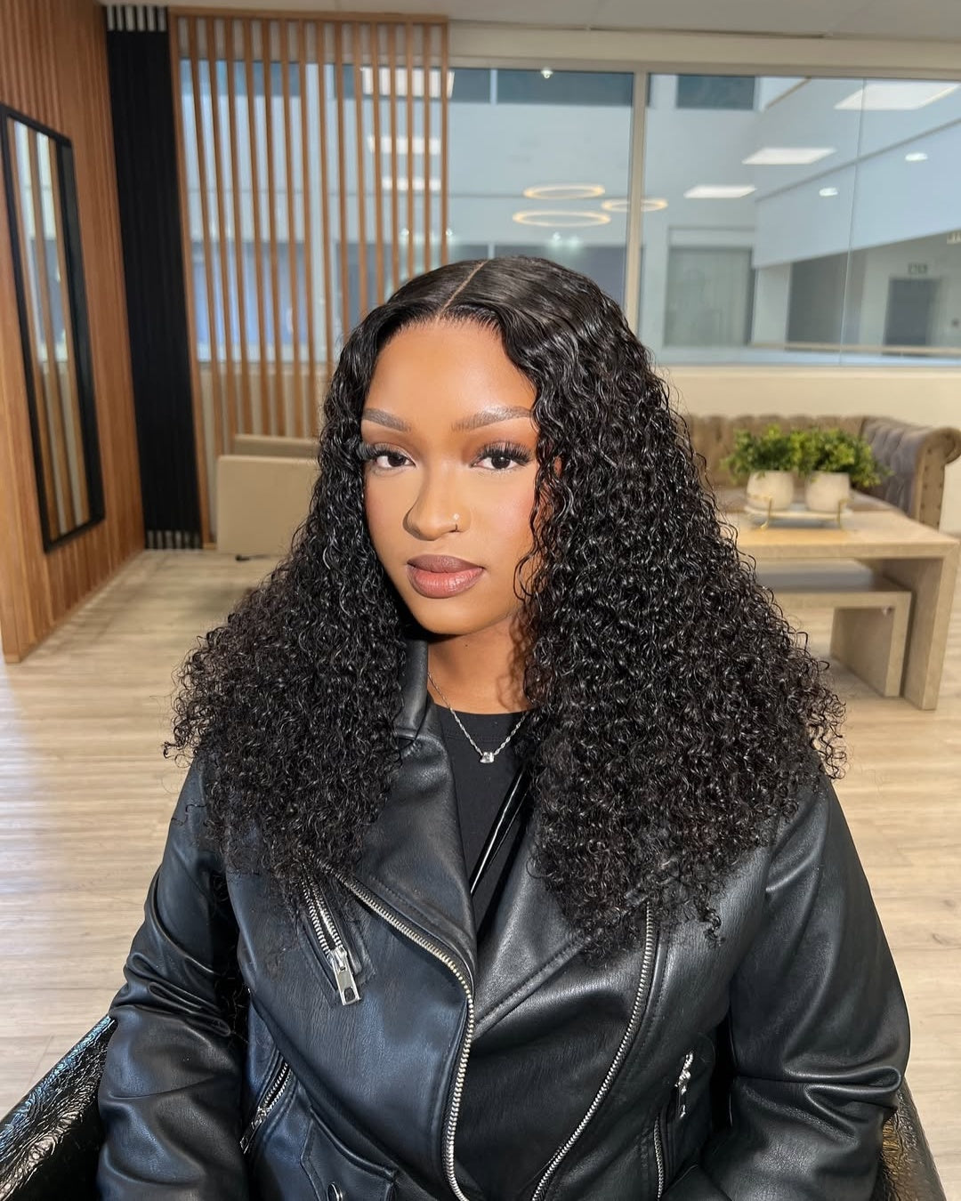 Luxurious Middle Part Jerry Curl 5x5 Lace Clsoure Wig