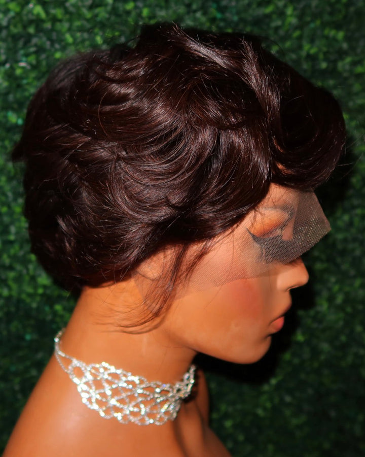 Coffee Brown Pixie Bangs 13x4 Lace Front Wig