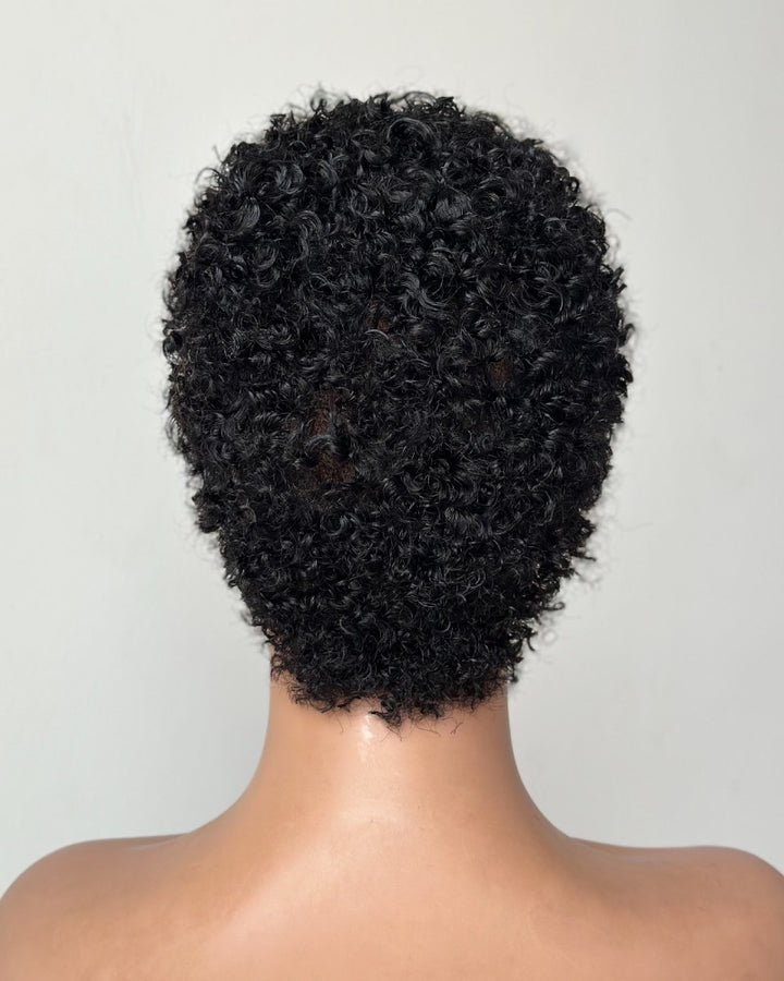 M Hairline Slick Back Water Wave Short Pixie Cut Full Lace Wig