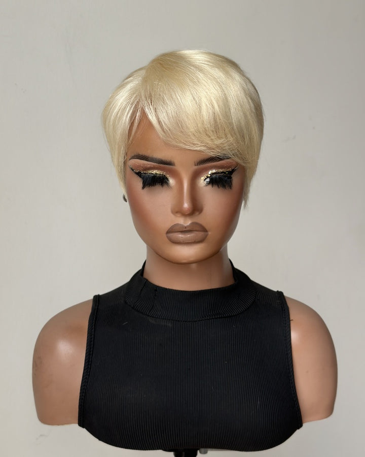 Graceful 613 Blonde Layered Pixie 13x6 Lace Wig with Side Swept Bangs