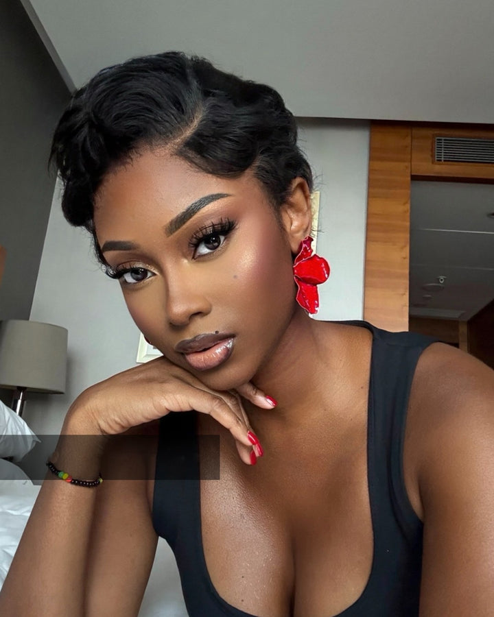 Short Wave Lace Front Wig Side Part Wig 100% Human Hair