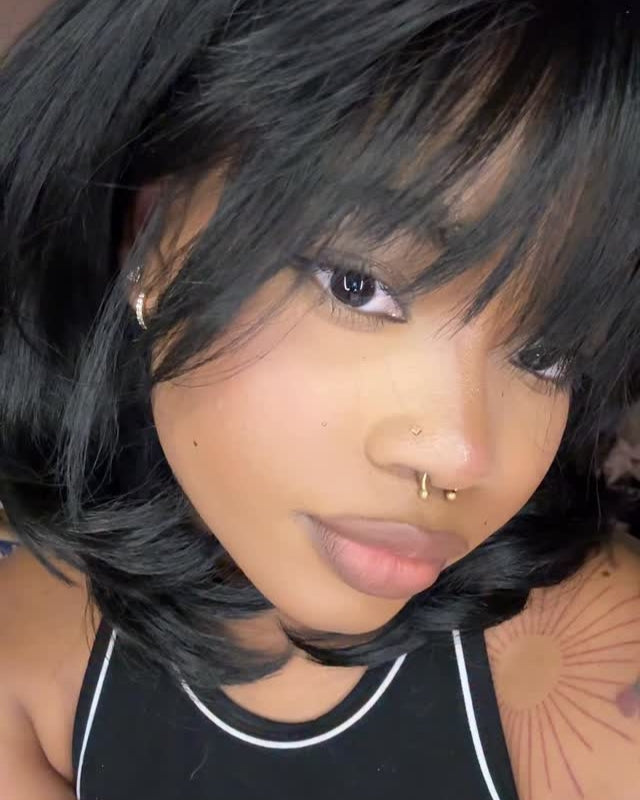 Face-Framing Layered Curtain Bangs Wavy Lace Closure Wig