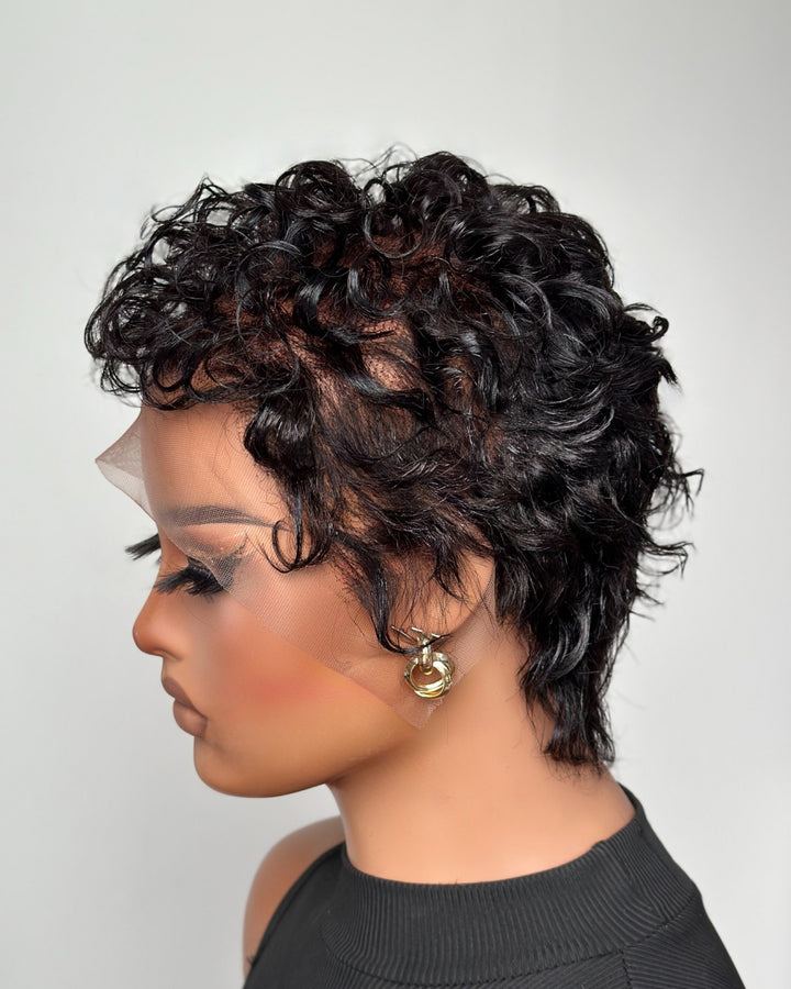 Wet Wave Curls Full Lace Short Pixie Cut Wig