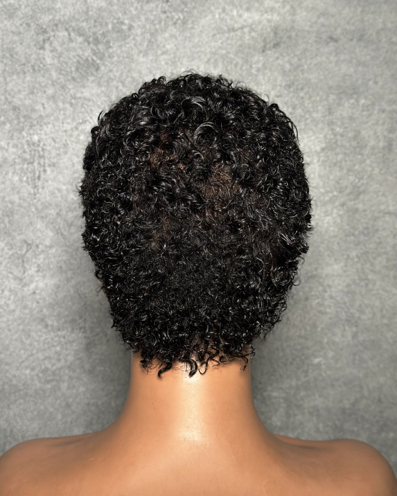 Beginner-friendly Black & Burgundy Short Curly Pixie Wig