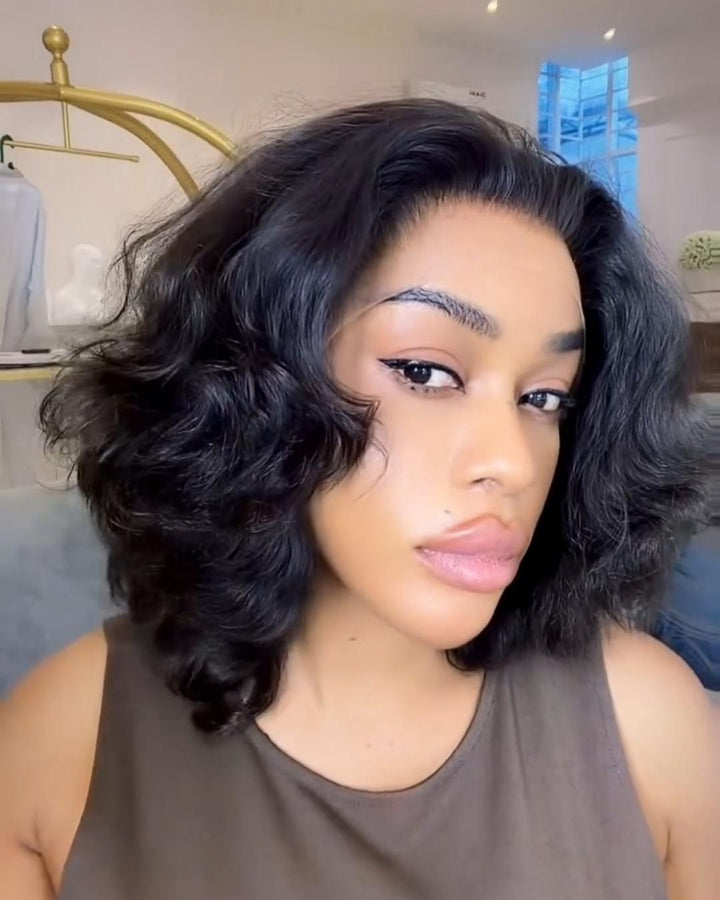 Natural Black Layered Wavy 13x4 Lace Ftont Wig