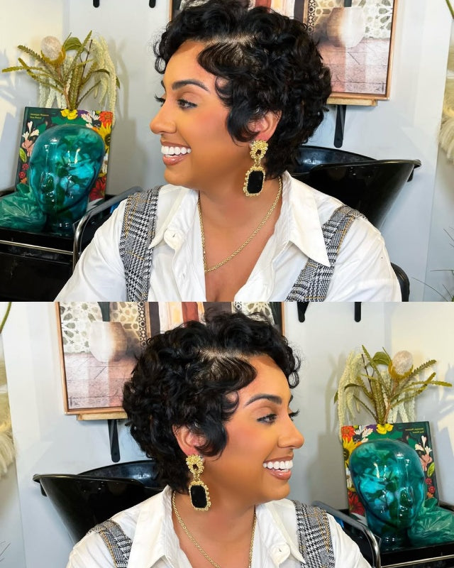 Side Part Glueless Pixie Curls 13x4 Lace Front Wig