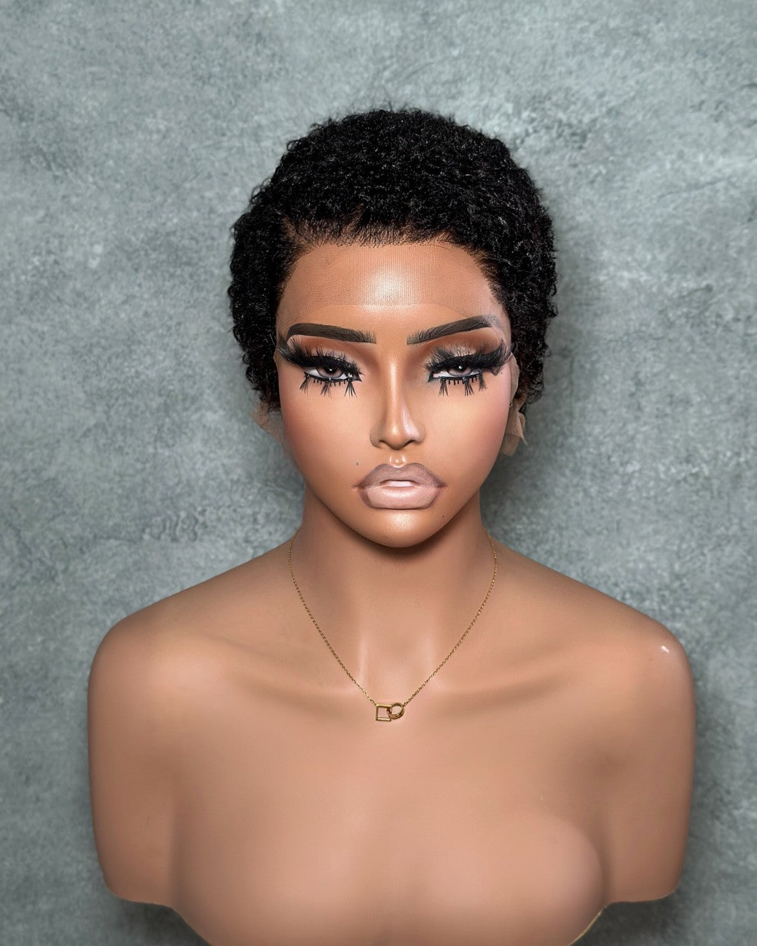 Full Lace Side Part Curly Pixie Cut Wig With Drawstring