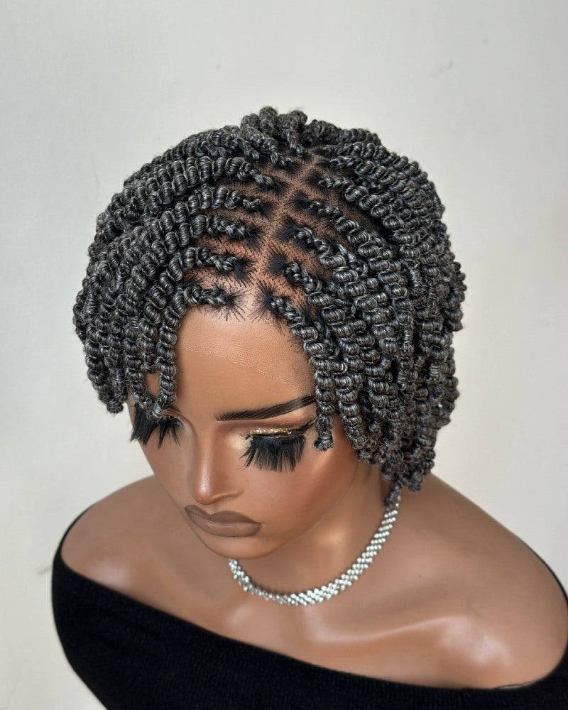 Salt and Pepper HD Full Lace Twist-out Afro Pixie Wig