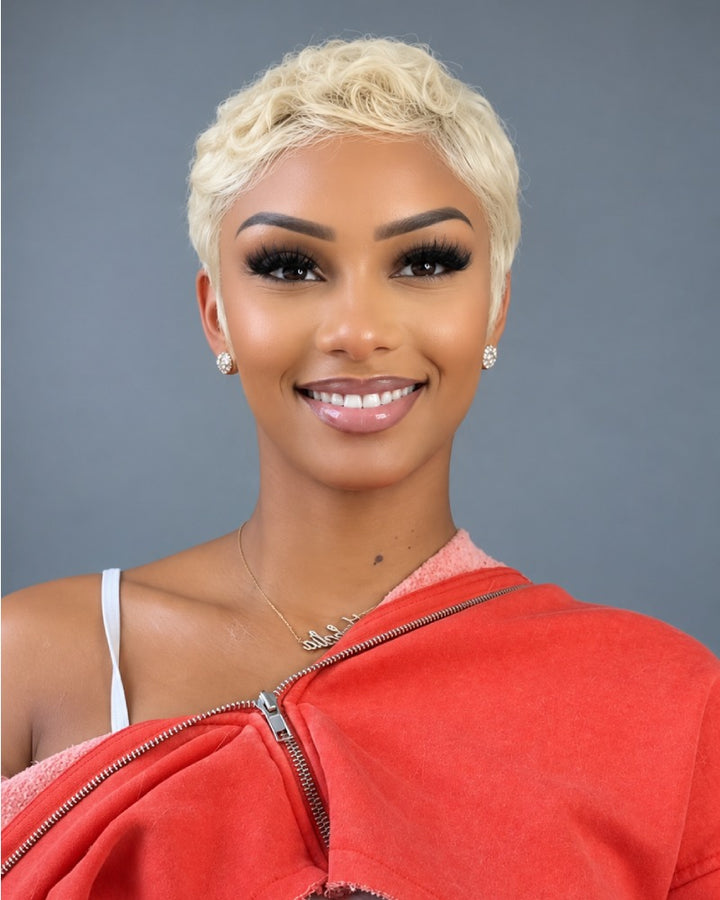 Short Layered 613 Blonde Pixie Cut 13x6 Lace Front Wig