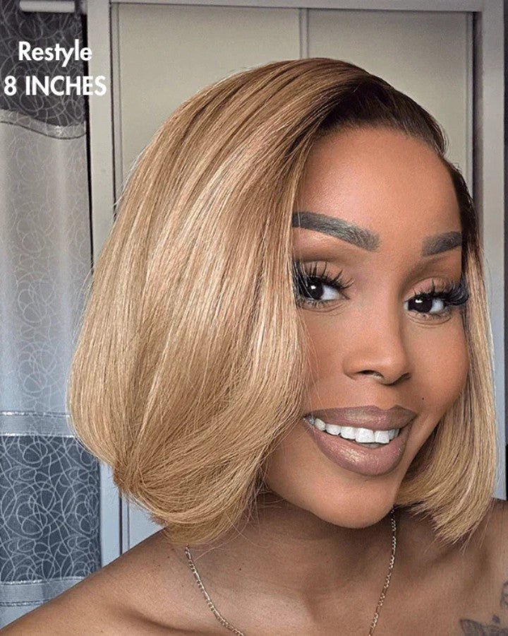 Ash Blonde Ombre Blunt Cut Bob Lace Front Wig