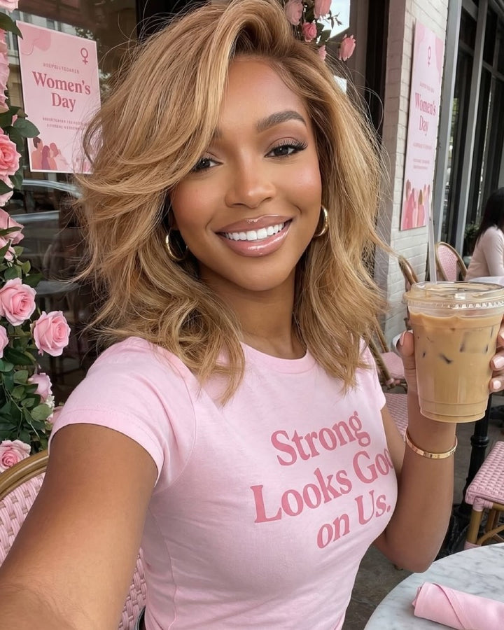 Ombre Blonde Layered Cut Wavy 13x4 Lace Front Wig