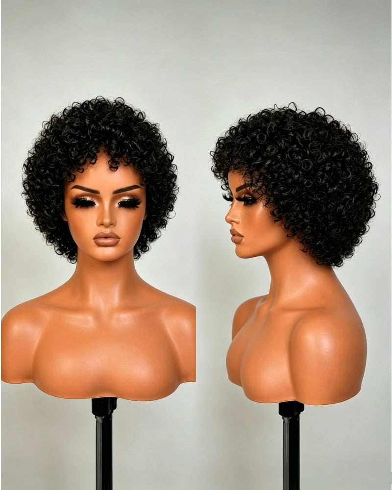 Wash & Go Wet Look 5x5 Lace Short Curly Wig with Bangs