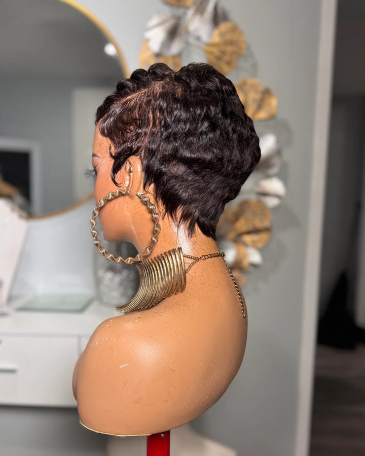 Side Part Short Full Lace Pixie Wig