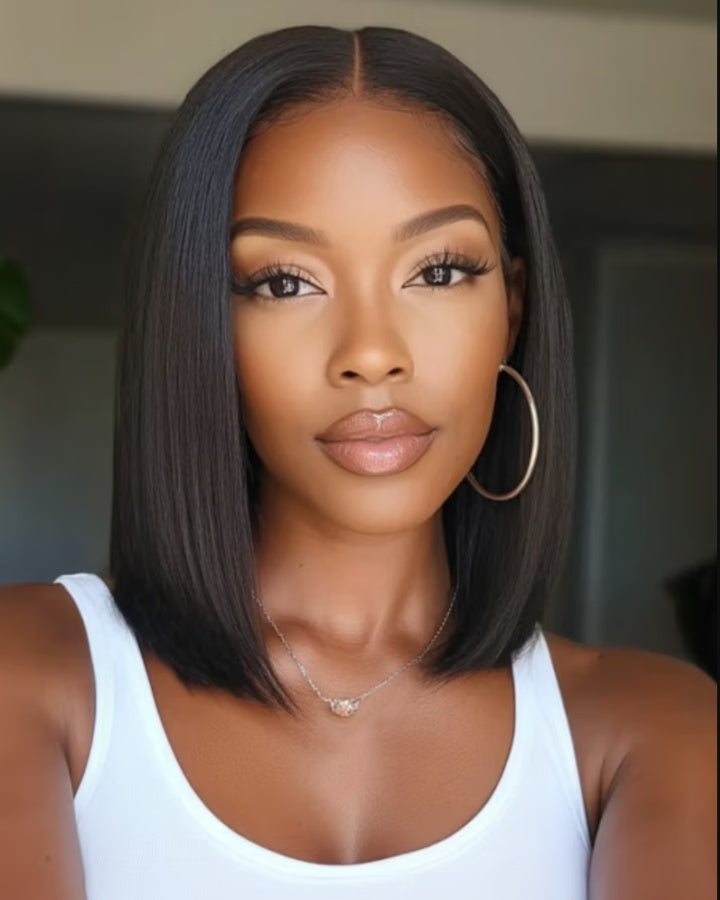 Short Straight Hair Bob Glueless Lace Closure Wig