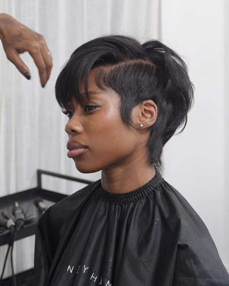 Pixie Cut Long Bangs Lace Front Wig Short Hair