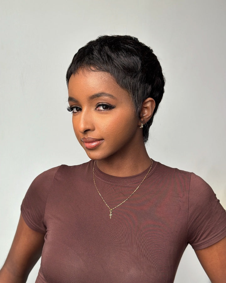 Full Lace Pixie Cut Wig 100% Human Hair