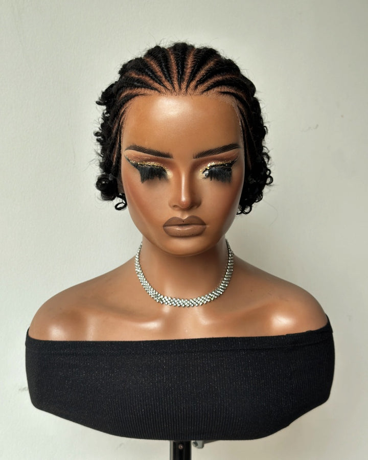 Urban Grace Cornrow Braid 13x6 Lace Wig with Short Curly Back