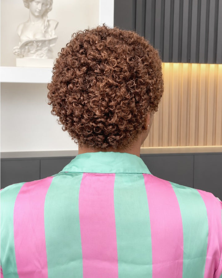 Fresh Start Brown Short Curly Pixie 13x6 Lace Wig with Tight Curls