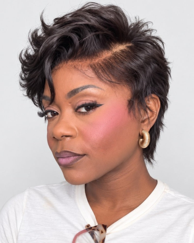 Freeform Side Part Pixie 13x6 Lace Wig with Tousled Layers