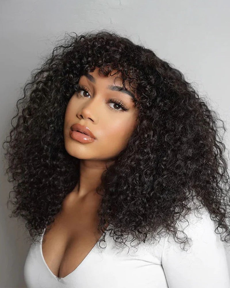 Glueless Curls Human Hair Versatile Fringe Wig
