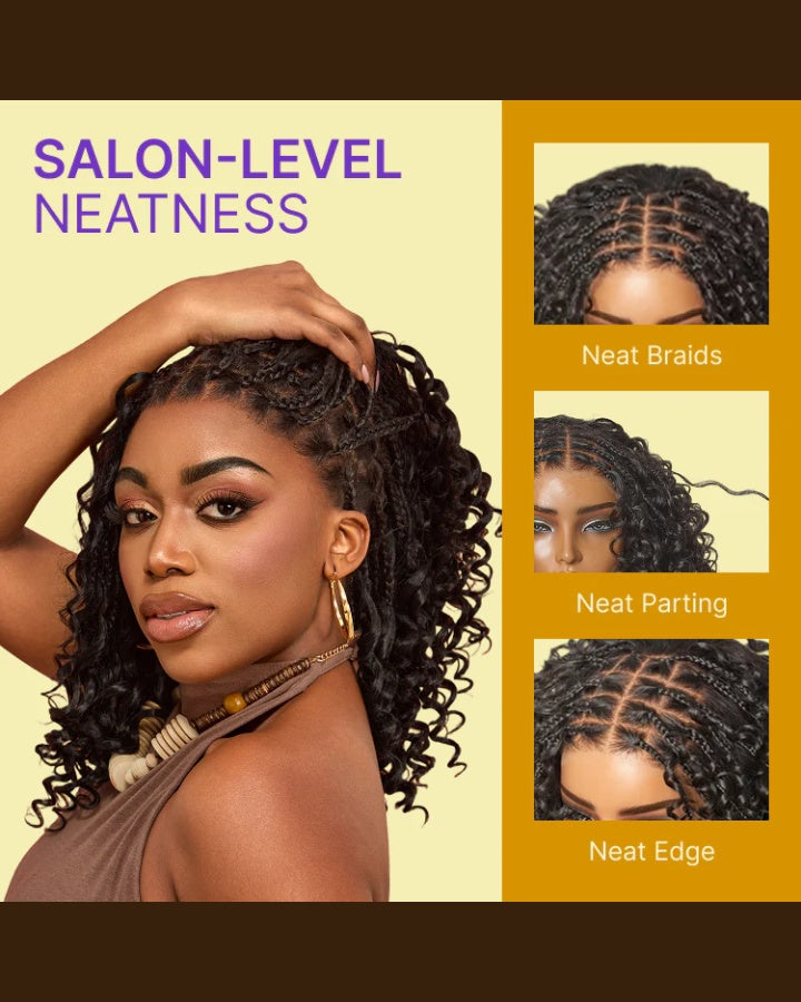 Full Lace Knotless Boho Curls Braided Bob Wig