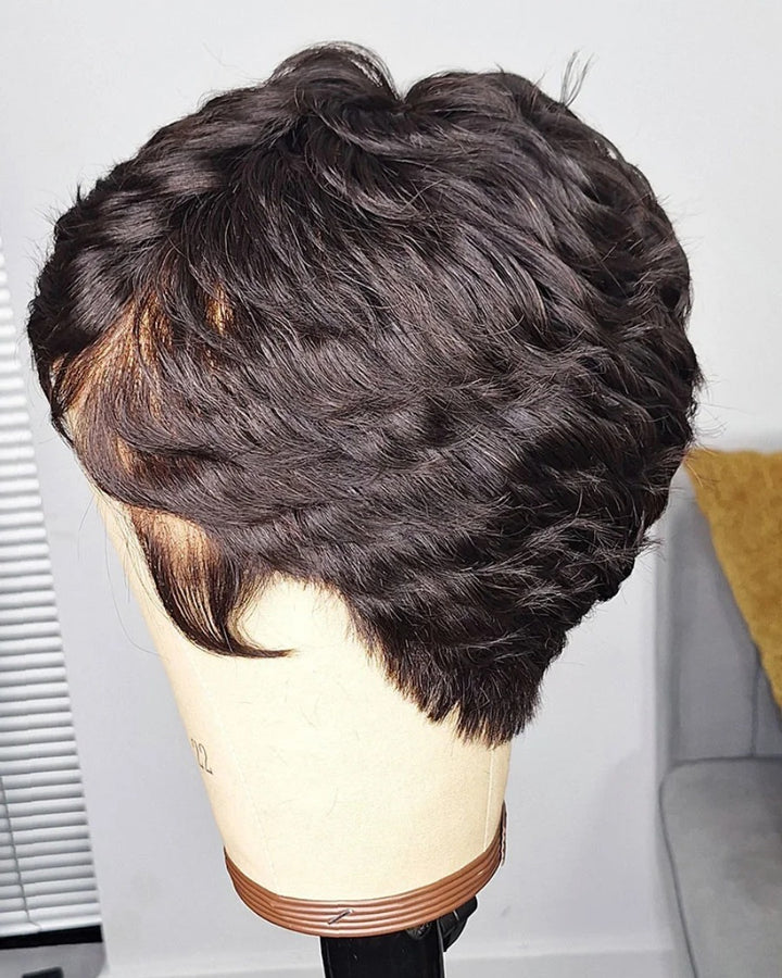 Short Pixie Cut Bang Full Lace Wig