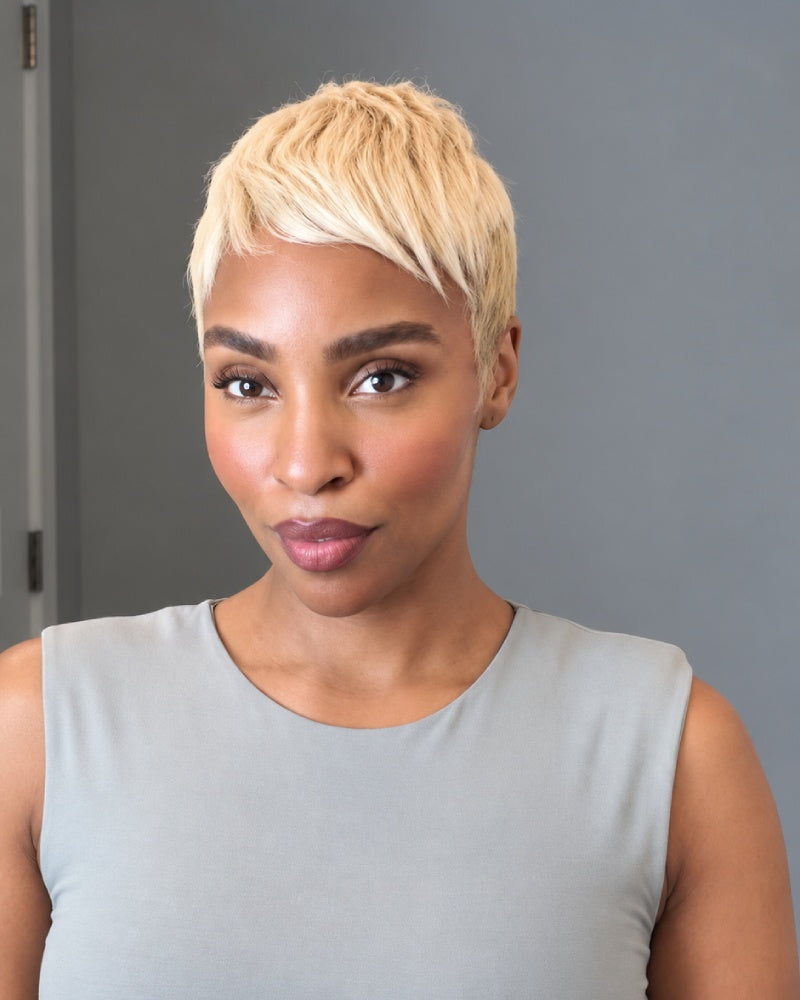 613 Golden Blonde Layered Pixie Cut 13x6 Lace Wig