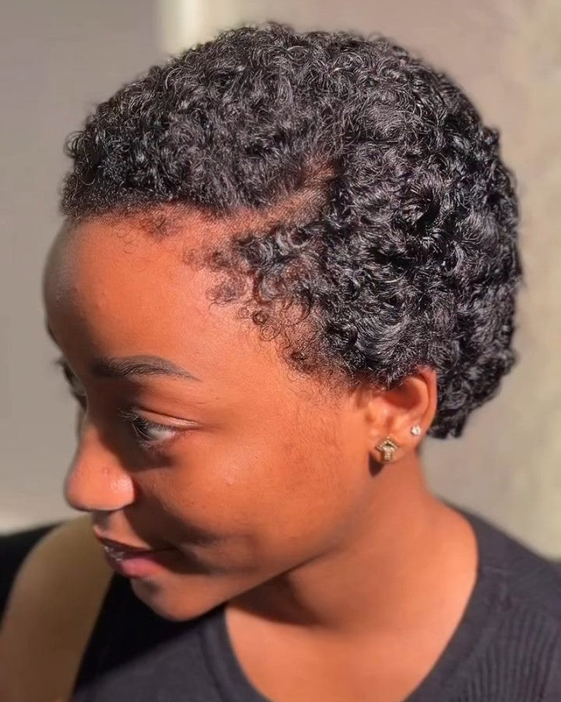 side shaved 3c coils pixie full lace wig with hairline