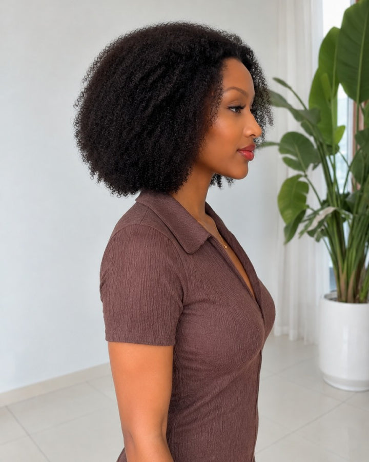 Wear & Go Fluffy Afro Kinky Curly 13x4 Lace Front Wig With M Hairline