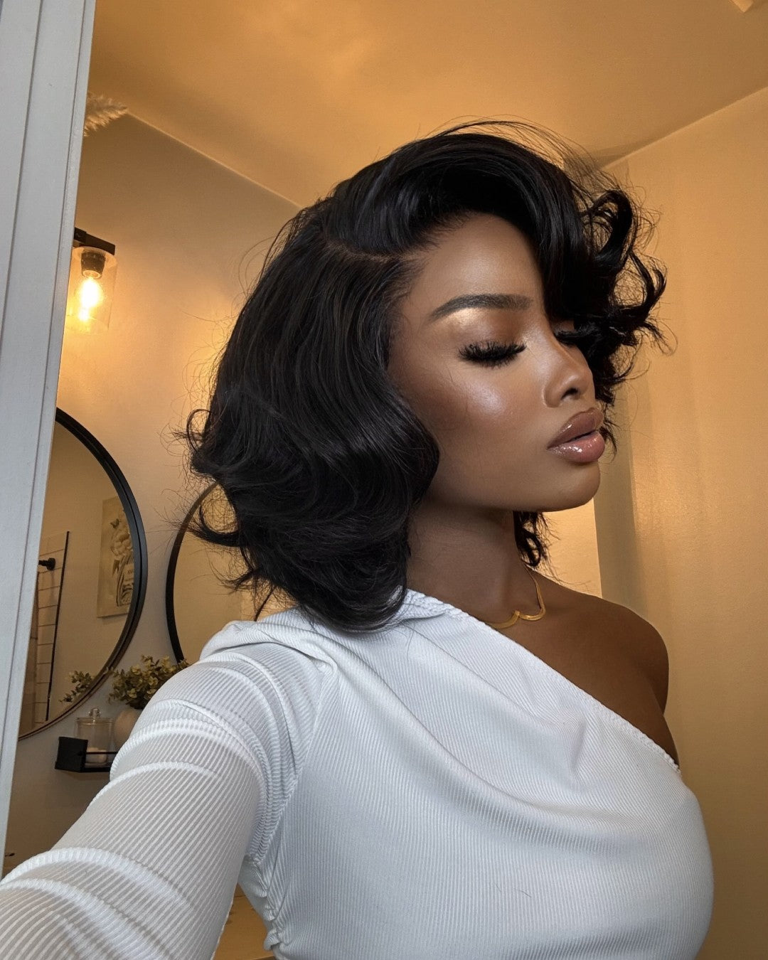 Gorgeous Layered Fluffy Wave Bob 5x5 Lace Closure Wig